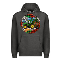 Charcoal Heather Christmas Farm Tractor Premium Hoodie - RanaPortraitStore