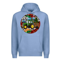Colony Blue Christmas Farm Tractor Premium Hoodie - RanaPortraitStore