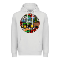 Dove Grey Christmas Farm Tractor Premium Hoodie - RanaPortraitStore