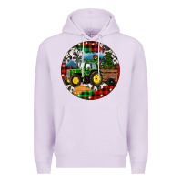 Lilac Christmas Farm Tractor Premium Hoodie - RanaPortraitStore