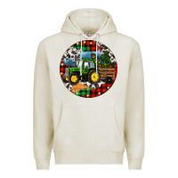 Oatmeal Heather Christmas Farm Tractor Premium Hoodie - RanaPortraitStore