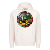 Pale Pink Christmas Farm Tractor Premium Hoodie - RanaPortraitStore