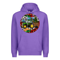 Purple Christmas Farm Tractor Premium Hoodie - RanaPortraitStore