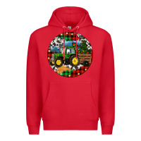 Red Christmas Farm Tractor Premium Hoodie - RanaPortraitStore