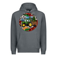 Rock Christmas Farm Tractor Premium Hoodie - RanaPortraitStore