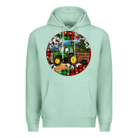 Seafoam Christmas Farm Tractor Premium Hoodie - RanaPortraitStore