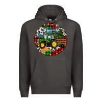 Smoke Christmas Farm Tractor Premium Hoodie - RanaPortraitStore