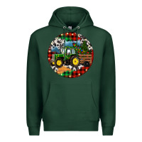 Sports Green Christmas Farm Tractor Premium Hoodie - RanaPortraitStore
