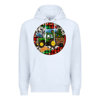White Christmas Farm Tractor Premium Hoodie - RanaPortraitStore