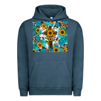 Pigment Midnight Navy sunflower cross cowhide gemstones Urban Hoodie - RanaPortraitStore