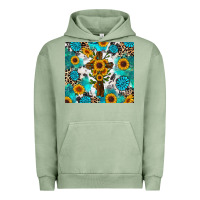 Pigment Oil Green sunflower cross cowhide gemstones Urban Hoodie - RanaPortraitStore
