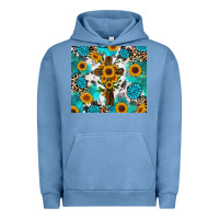 Pigment Pebble Blue sunflower cross cowhide gemstones Urban Hoodie - RanaPortraitStore