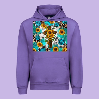 Urban Hoodie sunflower cross cowhide gemstones