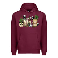Burgundy panda coffee cups Premium Hoodie - texasbilliewilder