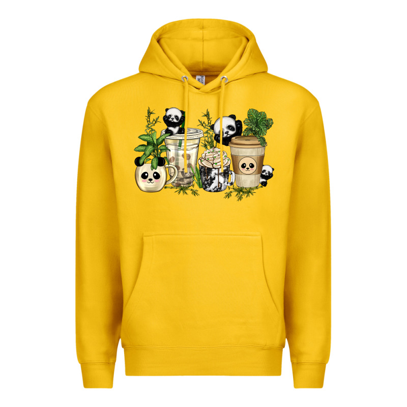 Panda Coffee Cups Premium Hoodie by texasbilliewilder | Teevron