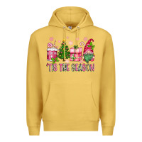 Antique Gold pink christmas 'tis the season gnome Premium Hoodie - Zillion Design Studio
