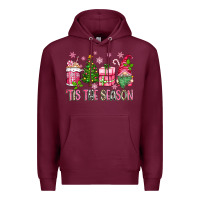 Burgundy pink christmas 'tis the season gnome Premium Hoodie - Zillion Design Studio