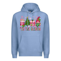 Colony Blue pink christmas 'tis the season gnome Premium Hoodie - Zillion Design Studio