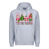 Heather Grey pink christmas 'tis the season gnome Premium Hoodie - Zillion Design Studio