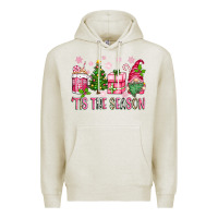 Oatmeal Heather pink christmas 'tis the season gnome Premium Hoodie - Zillion Design Studio