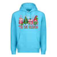 Ocean Blue pink christmas 'tis the season gnome Premium Hoodie - Zillion Design Studio