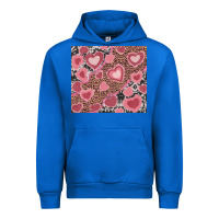 Cobalt valentines day hearts with leopard and cowhide Urban Hoodie - RanaPortraitStore