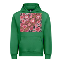 Emerald valentines day hearts with leopard and cowhide Urban Hoodie - RanaPortraitStore