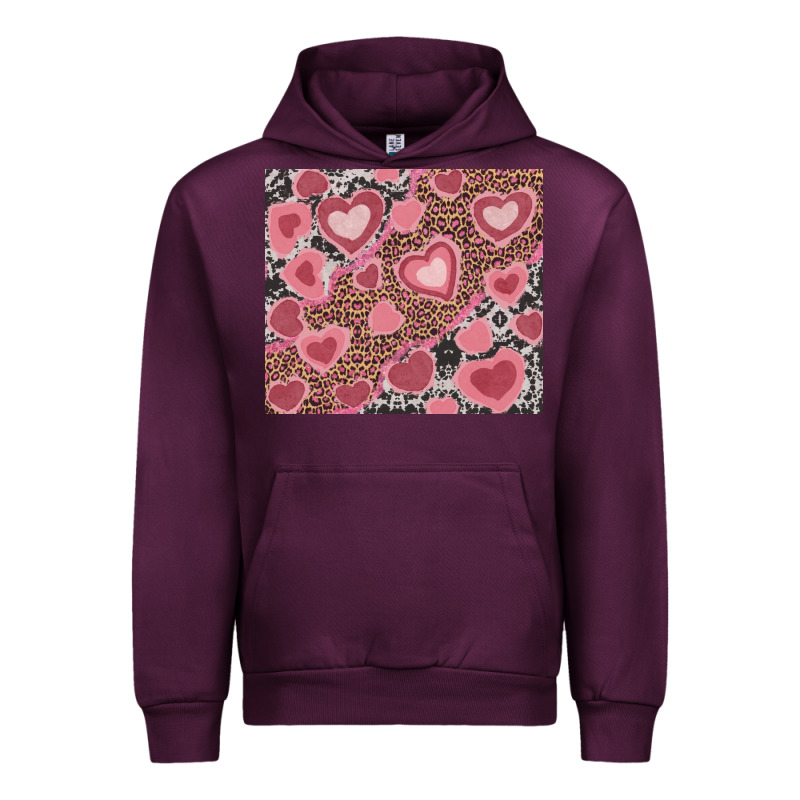 Valentines Day Hearts With Leopard And Cowhide Urban Hoodie by RanaPortraitStore | Teevron