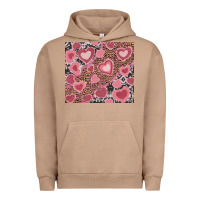 Pigment Burro valentines day hearts with leopard and cowhide Urban Hoodie - RanaPortraitStore