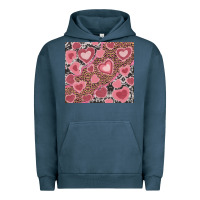 Pigment Midnight Navy valentines day hearts with leopard and cowhide Urban Hoodie - RanaPortraitStore