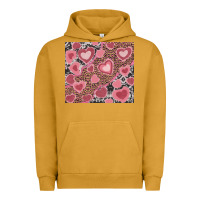 Pigment Peanut Butter valentines day hearts with leopard and cowhide Urban Hoodie - RanaPortraitStore
