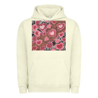 Pigment Pistachio valentines day hearts with leopard and cowhide Urban Hoodie - RanaPortraitStore