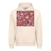 Sandshell valentines day hearts with leopard and cowhide Urban Hoodie - RanaPortraitStore