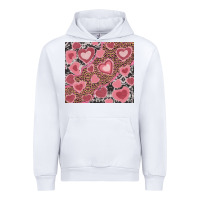 White valentines day hearts with leopard and cowhide Urban Hoodie - RanaPortraitStore
