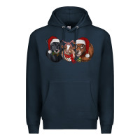 Navy Christmas Cows Premium Hoodie - RanaPortraitStore