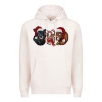 Pale Pink Christmas Cows Premium Hoodie - RanaPortraitStore