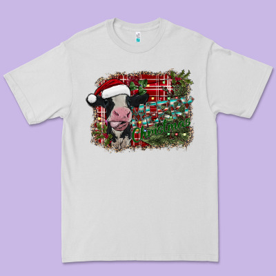 Merry Christmas Cow Premium Tee Designed By Cowhidedigitalart