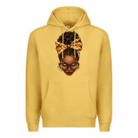 Antique Gold plaid bandana afro woman Premium Hoodie - texasbilliewilder