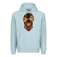 Blue Mist plaid bandana afro woman Premium Hoodie - texasbilliewilder