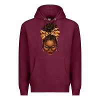 Burgundy plaid bandana afro woman Premium Hoodie - texasbilliewilder
