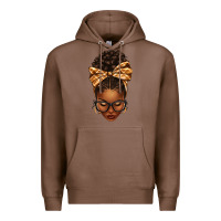Chestnut plaid bandana afro woman Premium Hoodie - texasbilliewilder