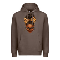 Coffee plaid bandana afro woman Premium Hoodie - texasbilliewilder