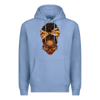 Colony Blue plaid bandana afro woman Premium Hoodie - texasbilliewilder