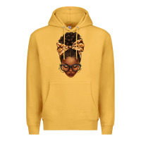 Mustard plaid bandana afro woman Premium Hoodie - texasbilliewilder