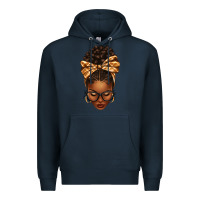 Navy plaid bandana afro woman Premium Hoodie - texasbilliewilder