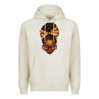 Oatmeal Heather plaid bandana afro woman Premium Hoodie - texasbilliewilder