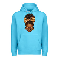 Ocean Blue plaid bandana afro woman Premium Hoodie - texasbilliewilder