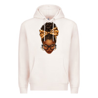 Pale Pink plaid bandana afro woman Premium Hoodie - texasbilliewilder