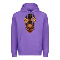 Purple plaid bandana afro woman Premium Hoodie - texasbilliewilder