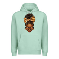 Seafoam plaid bandana afro woman Premium Hoodie - texasbilliewilder